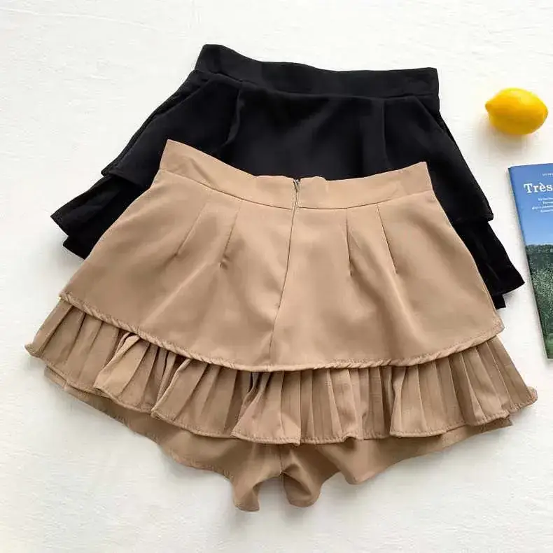 Pink Ruffled High Waist Slim Skirt Pants for Women - Image 8