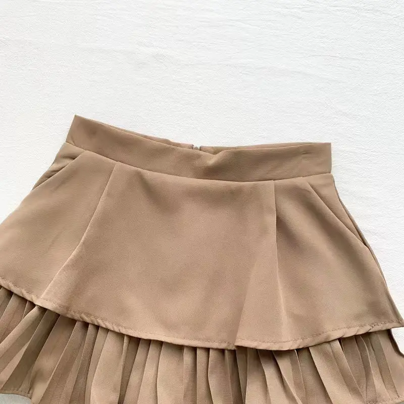 Pink Ruffled High Waist Slim Skirt Pants for Women — feature 13