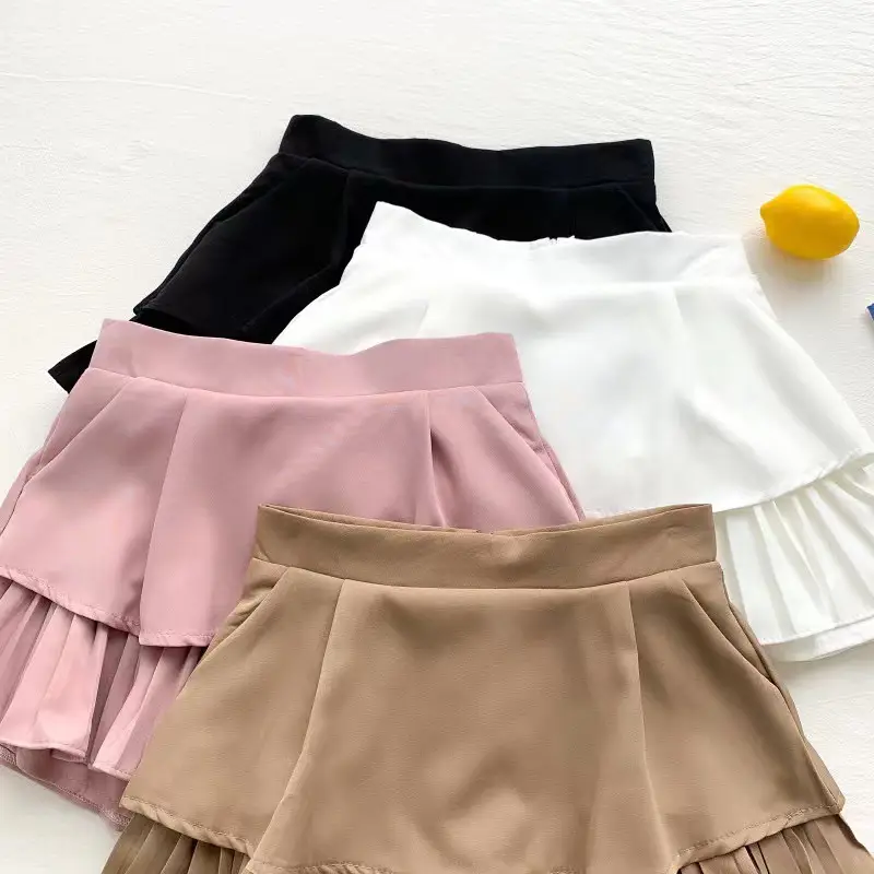 Pink Ruffled High Waist Slim Skirt Pants for Women — feature 4