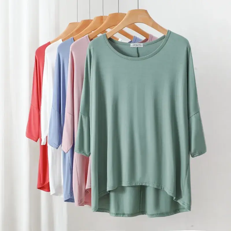 Women's Yellow Modal Loose T-Shirt Large Size - Image 17