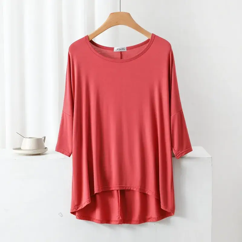 Women's Yellow Modal Loose T-Shirt Large Size - Image 10