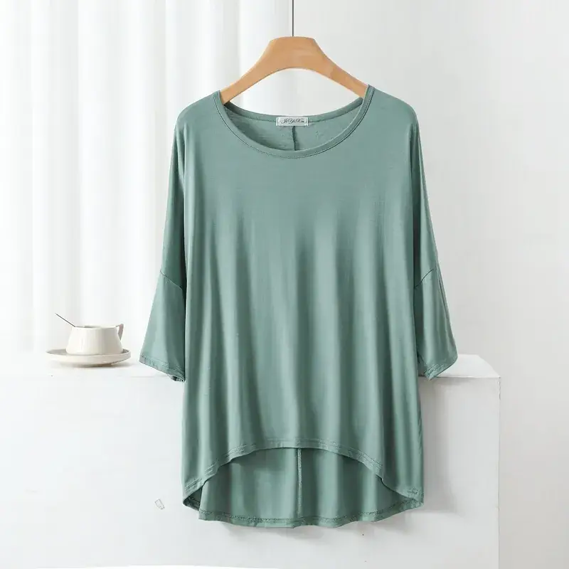 Women's Yellow Modal Loose T-Shirt Large Size - Image 11