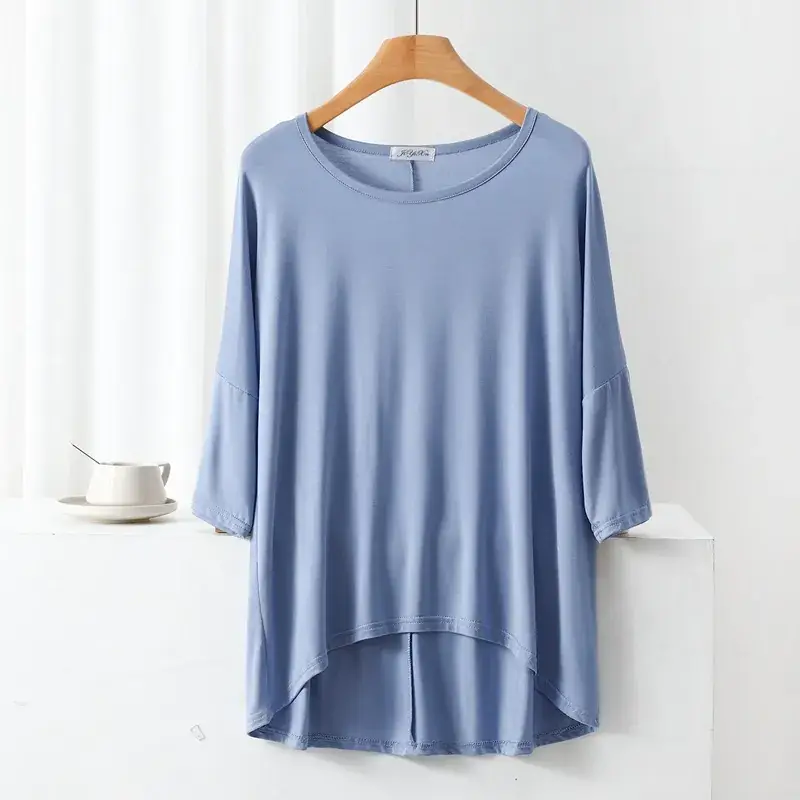 Women's Yellow Modal Loose T-Shirt Large Size - Image 12