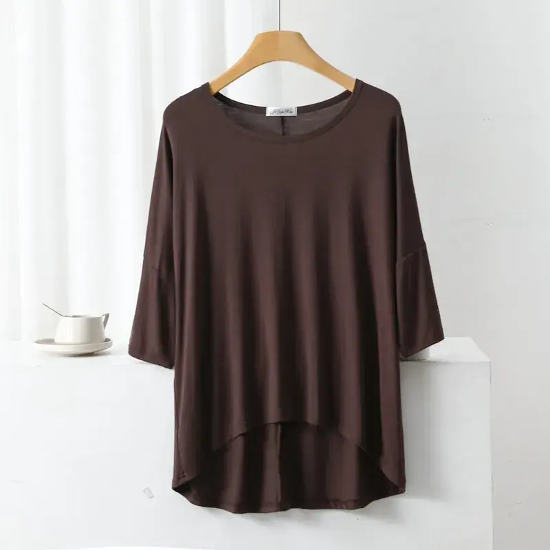 Women's Yellow Modal Loose T-Shirt Large Size - Image 13