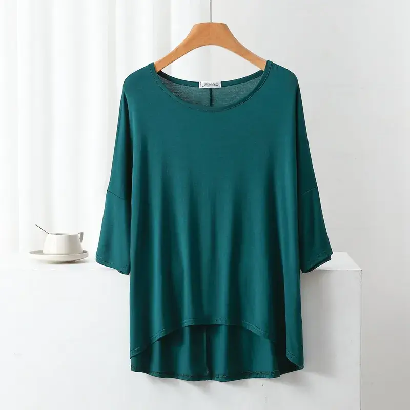 Women's Yellow Modal Loose T-Shirt Large Size - Image 5