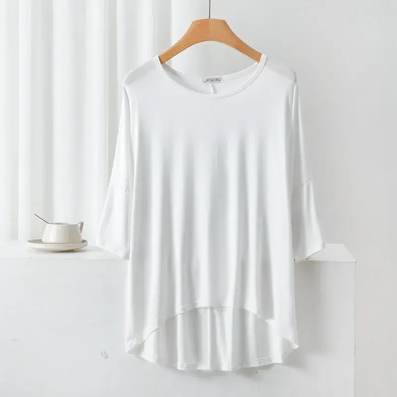 Women's Yellow Modal Loose T-Shirt Large Size - Image 6