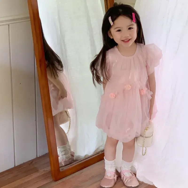 Girls Dress Pink Fluffy Western Style Summer 2024 — feature 5