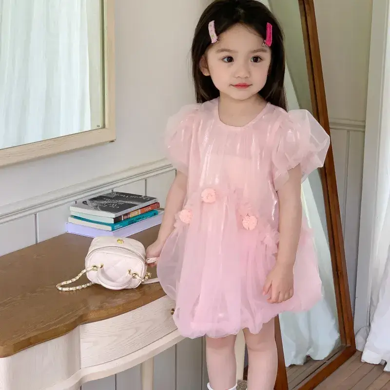 Girls Dress Pink Fluffy Western Style Summer 2024 — feature 7