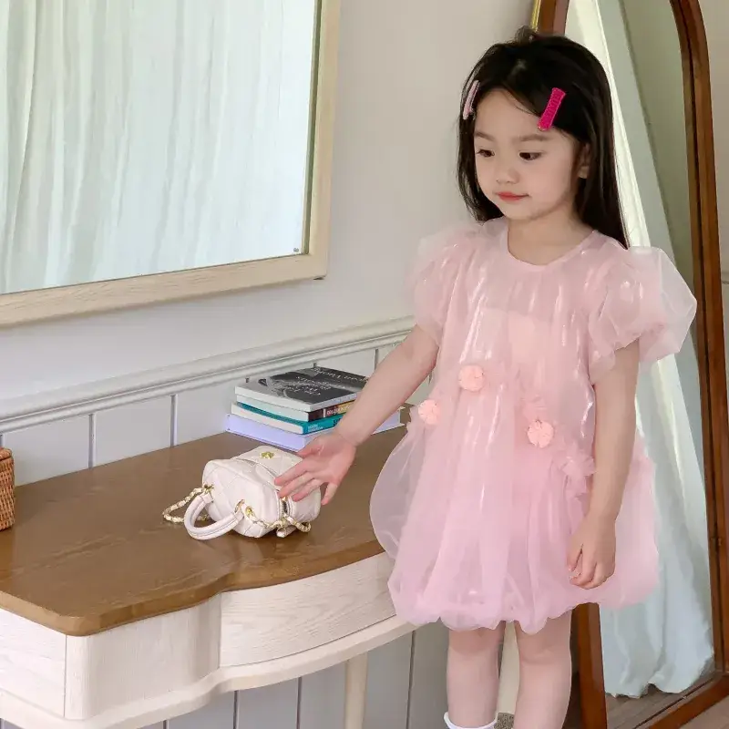 Girls Dress Pink Fluffy Western Style Summer 2024 — feature 8