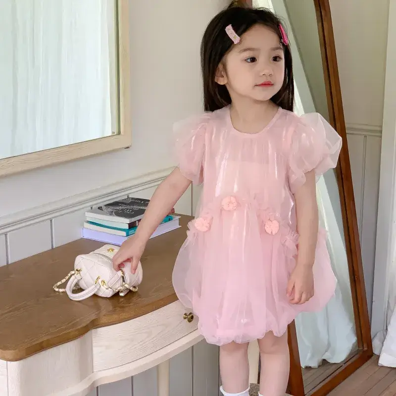 Girls Dress Pink Fluffy Western Style Summer 2024 — feature 9