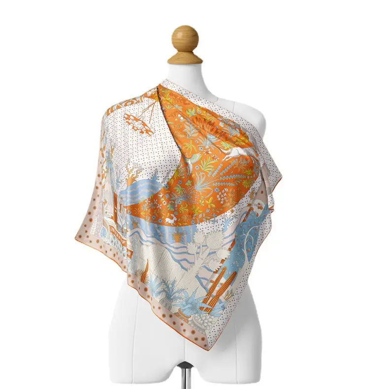 Women's Orange Pink Lace Shawl Square Decor - Image 87