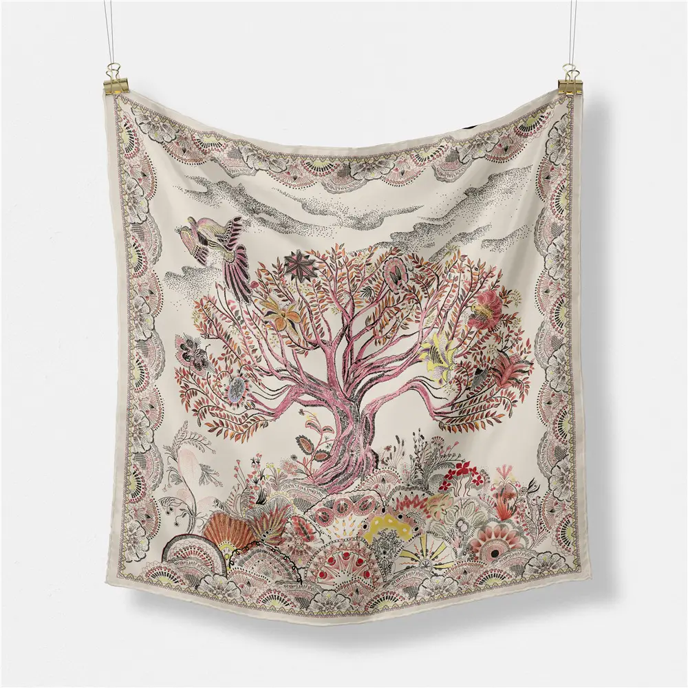 Women's Orange Pink Lace Shawl Square Decor - Image 42