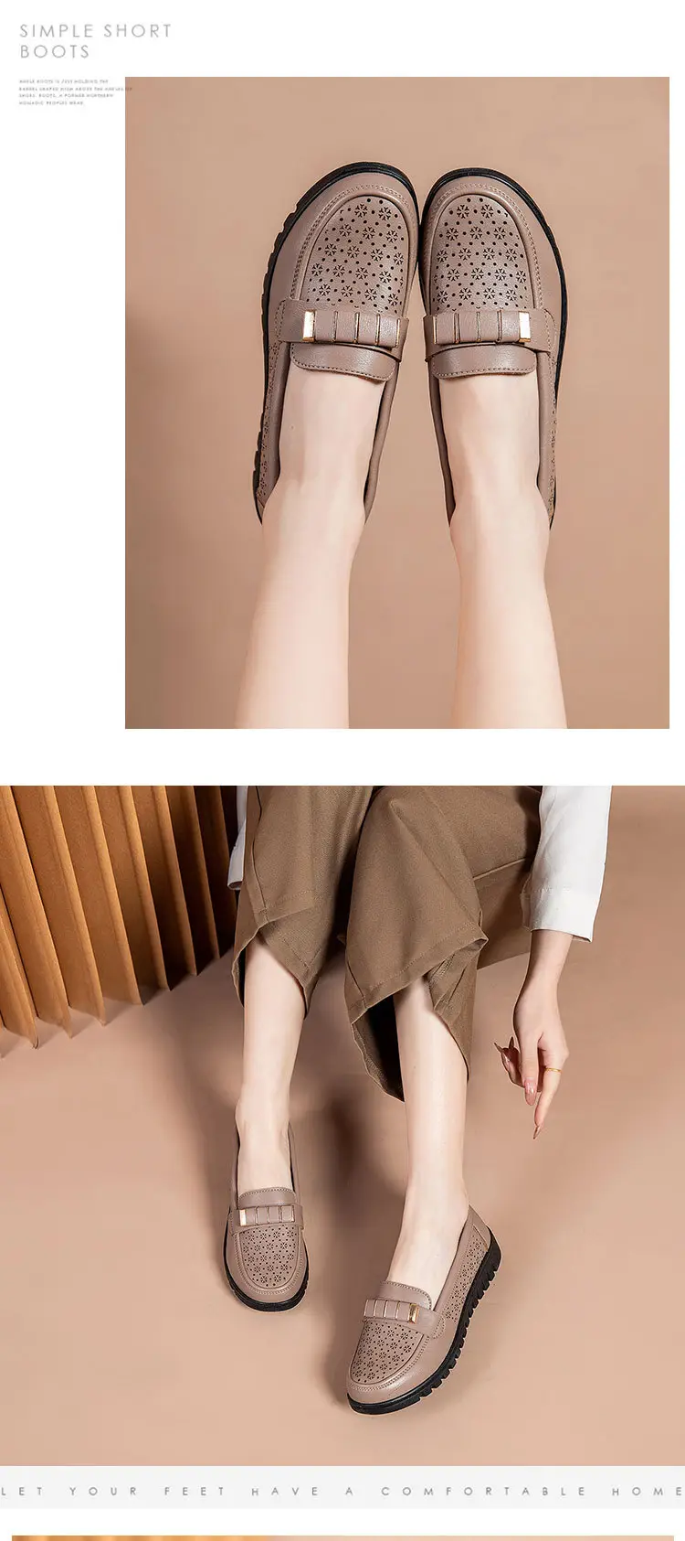 Ready Stock Sandals for Women, Summer Shoes for Middle-Aged and Elderly People, Middle-Aged Leather Shoes with Holes, Breathable, Soft Soles, Large Size, Not Tiring for the Feet — feature 12