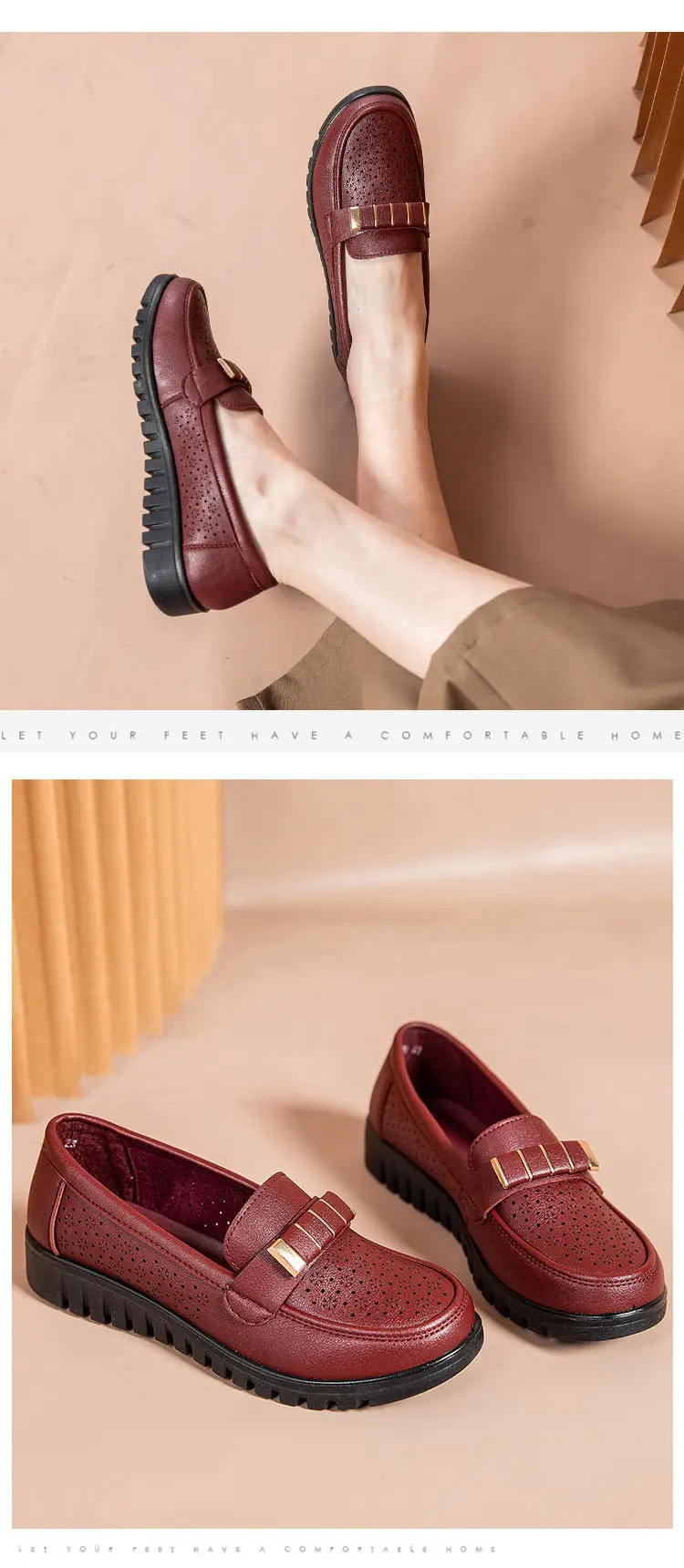 Ready Stock Sandals for Women, Summer Shoes for Middle-Aged and Elderly People, Middle-Aged Leather Shoes with Holes, Breathable, Soft Soles, Large Size, Not Tiring for the Feet — feature 15