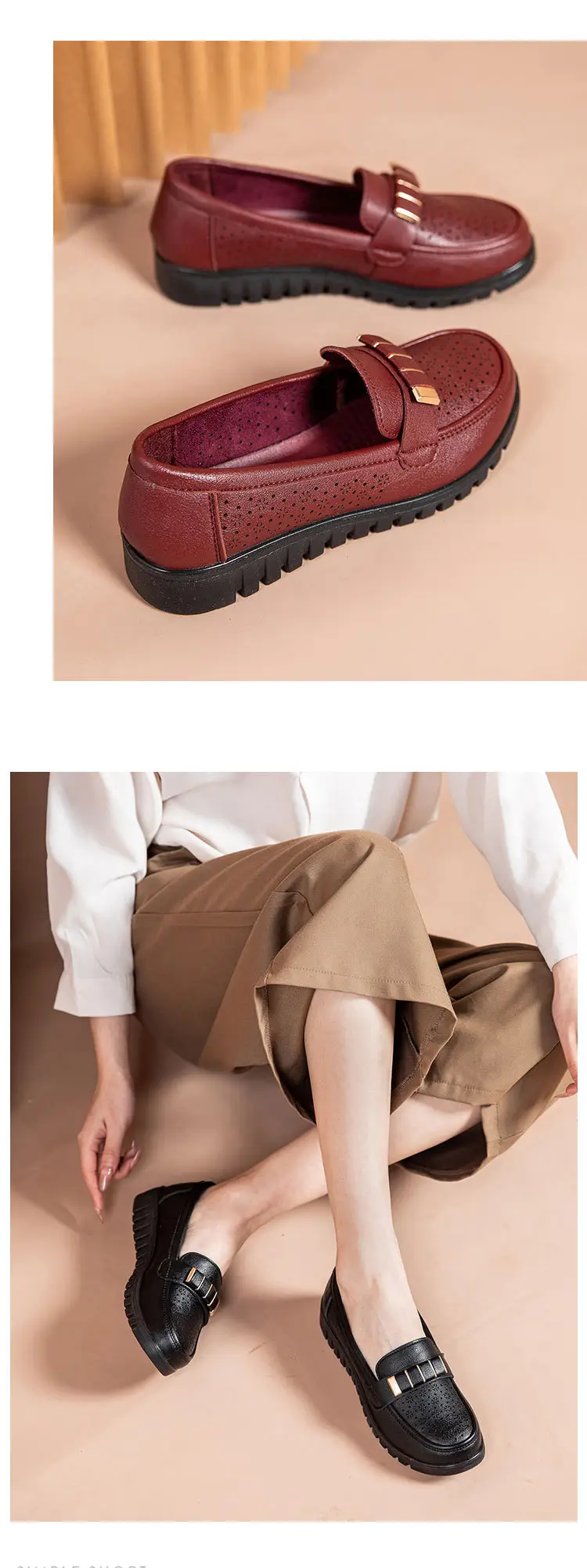 Ready Stock Sandals for Women, Summer Shoes for Middle-Aged and Elderly People, Middle-Aged Leather Shoes with Holes, Breathable, Soft Soles, Large Size, Not Tiring for the Feet — feature 16
