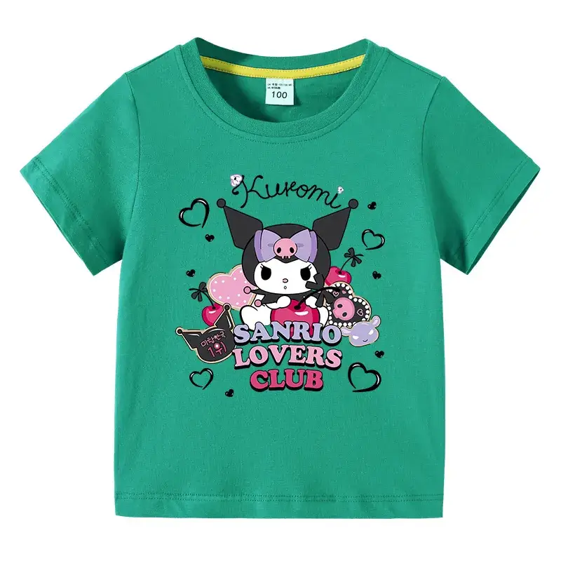 Korean Style Baby Girls T-Shirt Green Short Sleeve Cotton - Image 7