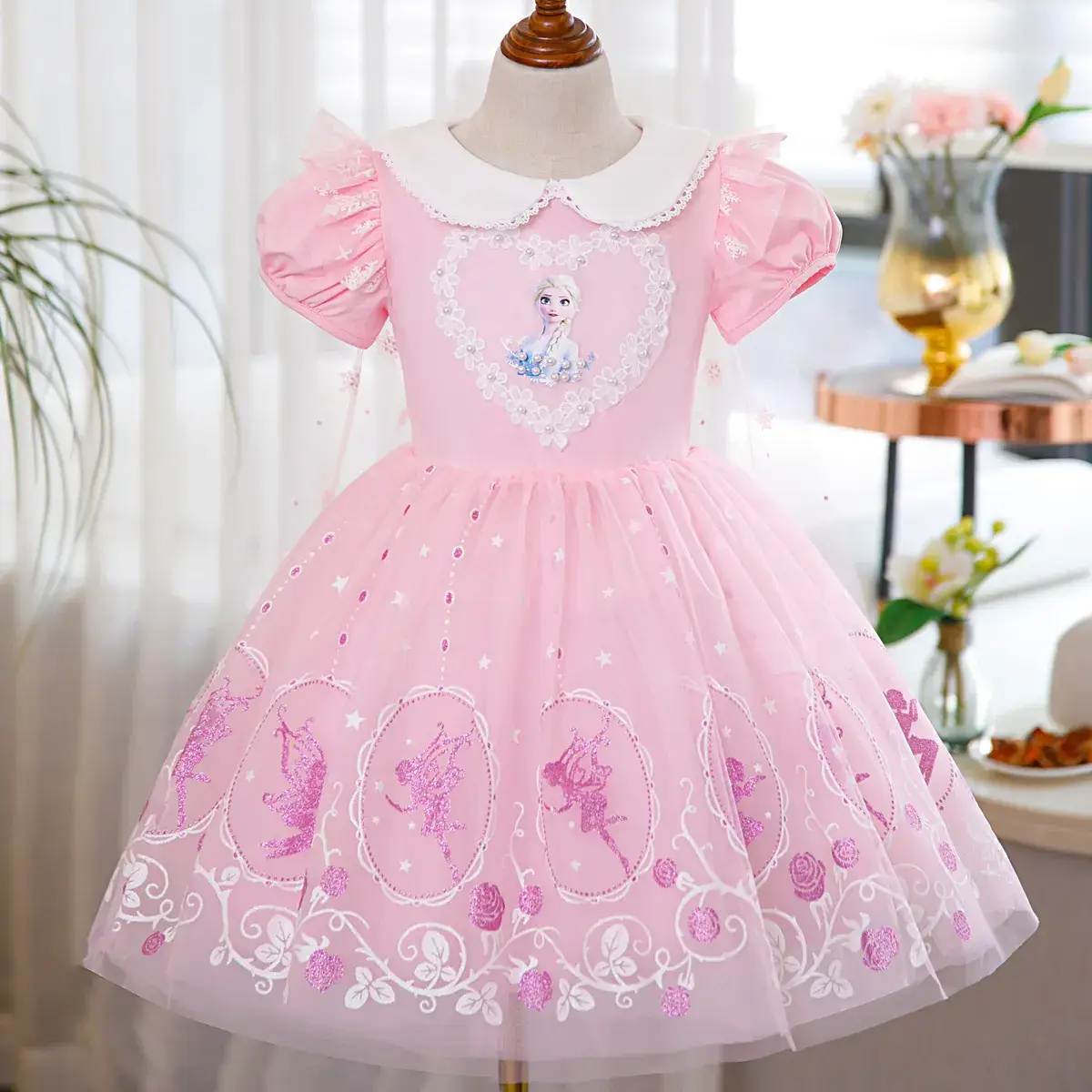 Pink Princess Aisha Dress for Girls Spring Summer - Image 2