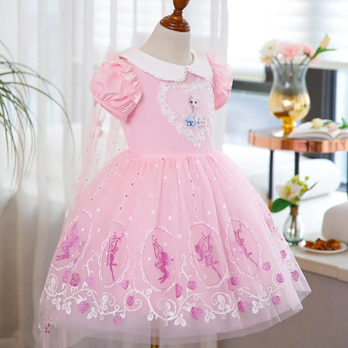 Pink Princess Aisha Dress for Girls Spring Summer - Image 4