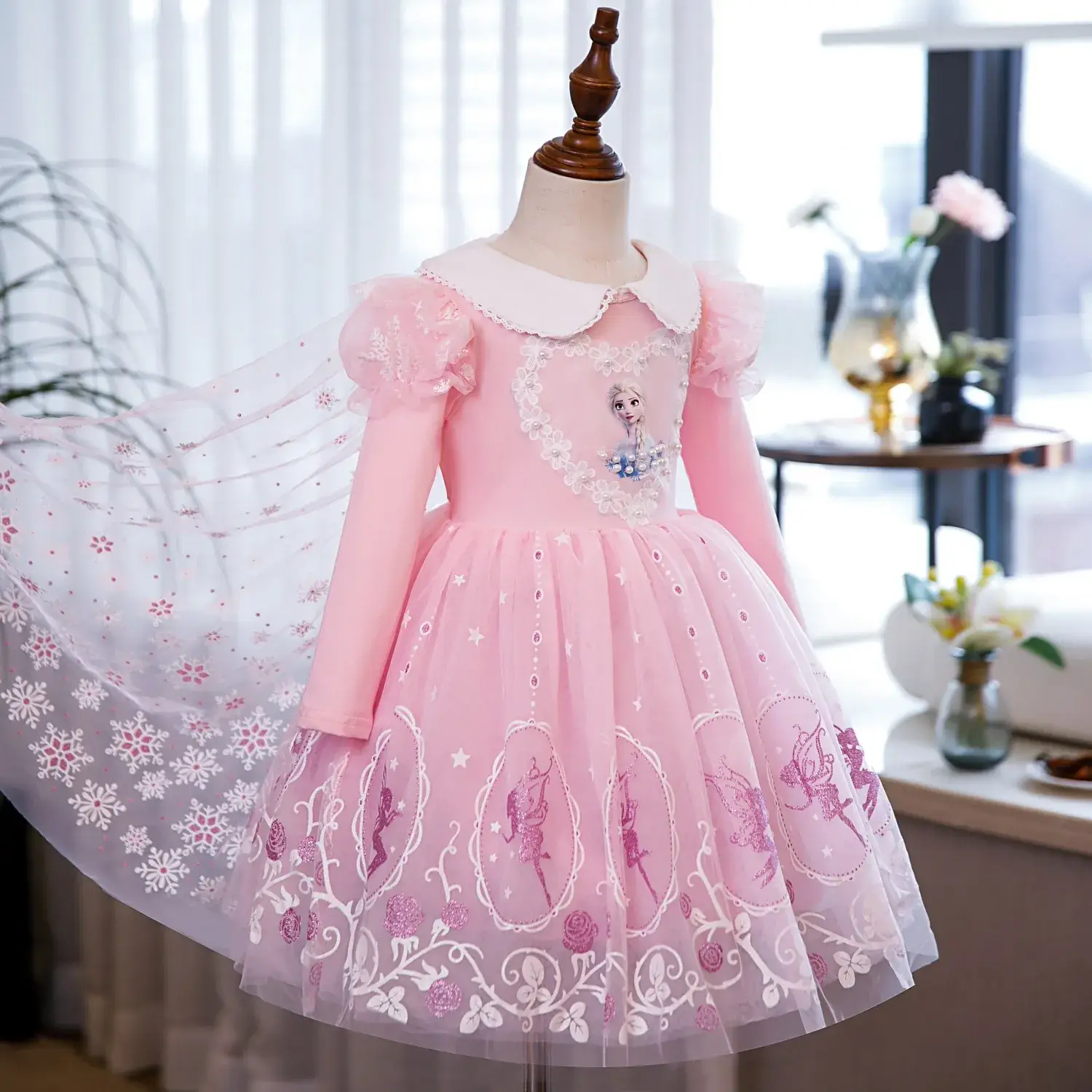 Pink Princess Aisha Dress for Girls Spring Summer - Image 8