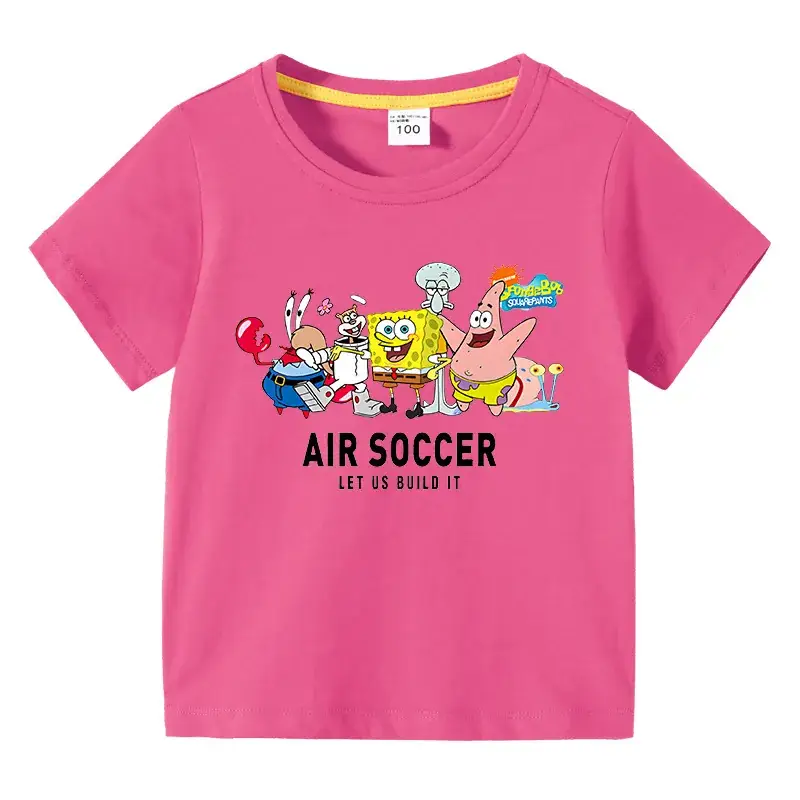 Pink Air Soccer Kids T-Shirt Short Sleeve Cotton Boys Girls - Image 11