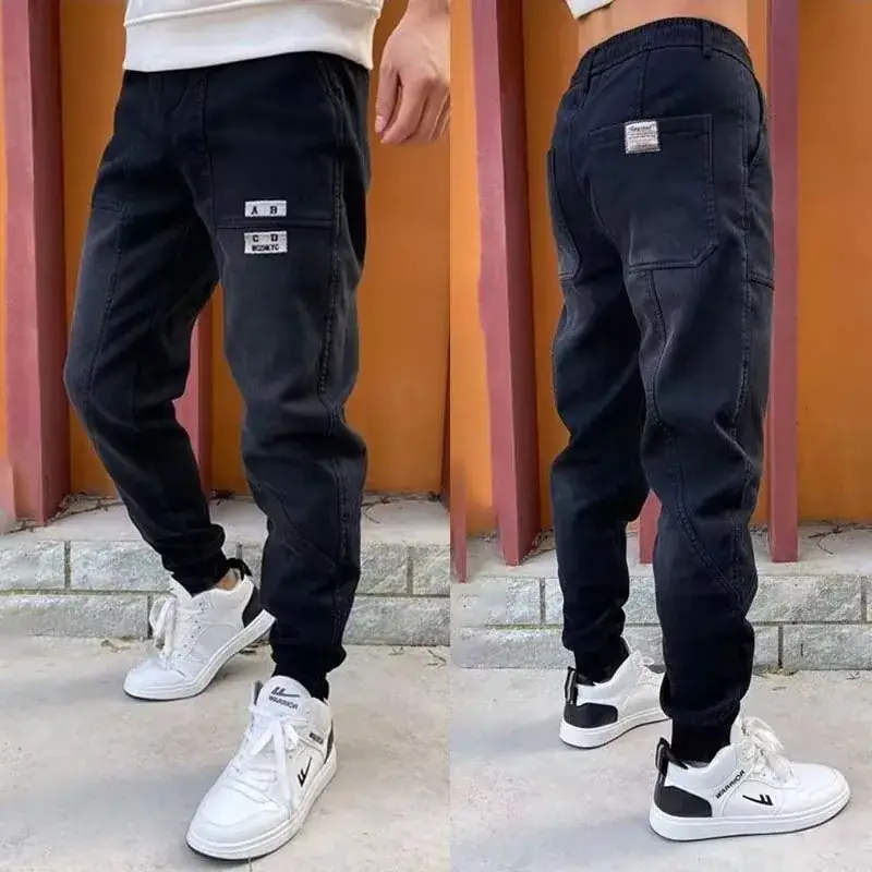 Men Black Cropped Loose Leg Pants Summer Casual - Image 10