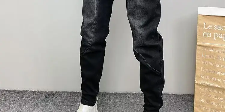 Men Black Cropped Loose Leg Pants Summer Casual — feature 11
