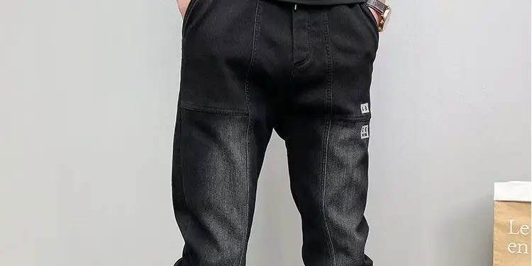 Men Black Cropped Loose Leg Pants Summer Casual — feature 13
