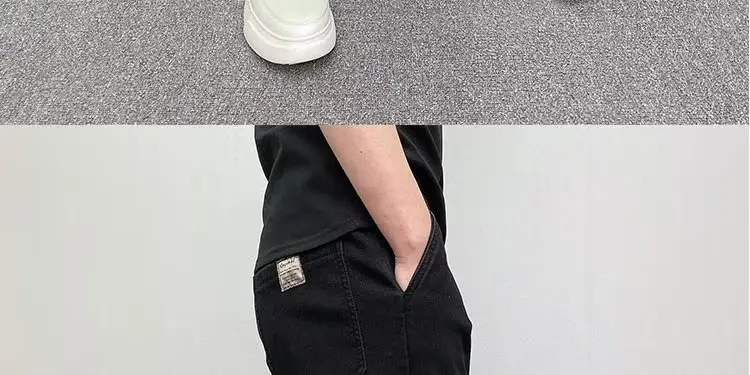 Men Black Cropped Loose Leg Pants Summer Casual — feature 15