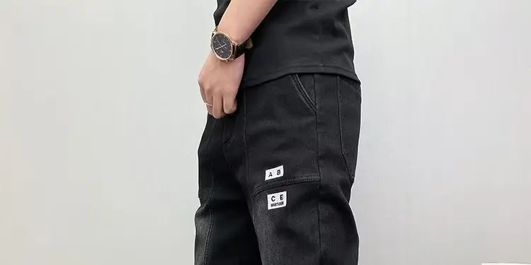 Men Black Cropped Loose Leg Pants Summer Casual — feature 18