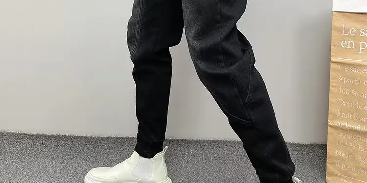 Men Black Cropped Loose Leg Pants Summer Casual — feature 19