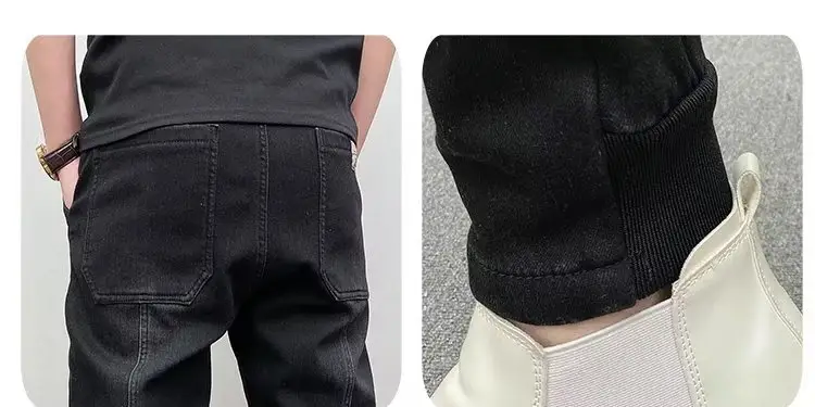 Men Black Cropped Loose Leg Pants Summer Casual — feature 4