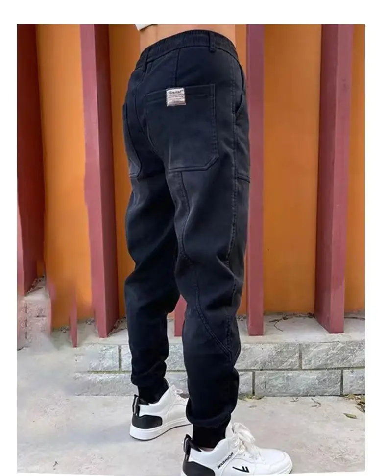 Men Black Cropped Loose Leg Pants Summer Casual — feature 7