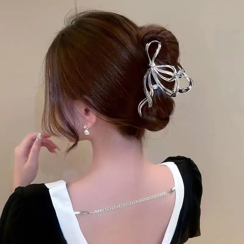 Gold Bow Hair Clip for Women's Large Plate Hair Accessories - Image 5
