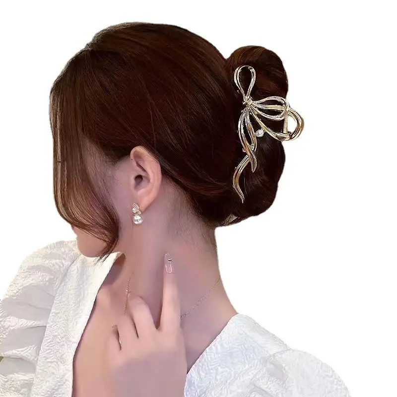 Gold Bow Hair Clip for Women's Large Plate Hair Accessories - Image 8