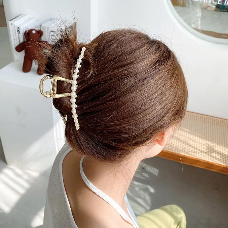 Gold Bow Hair Clip for Women's Large Plate Hair Accessories - Image 3