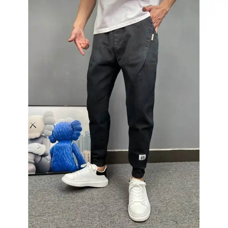 Men's 2023 Slim Fit Sports Pants Grey Cropped - Image 3