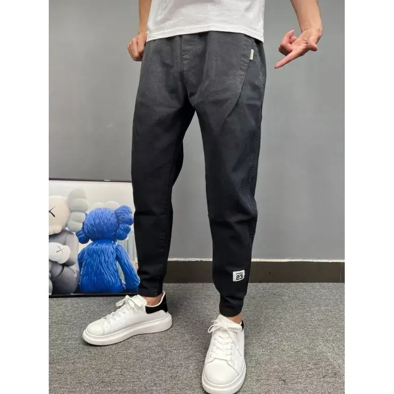 Men's 2023 Slim Fit Sports Pants Grey Cropped - Image 5