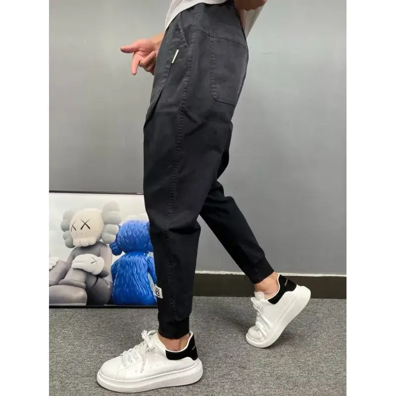 Men's 2023 Slim Fit Sports Pants Grey Cropped - Image 6