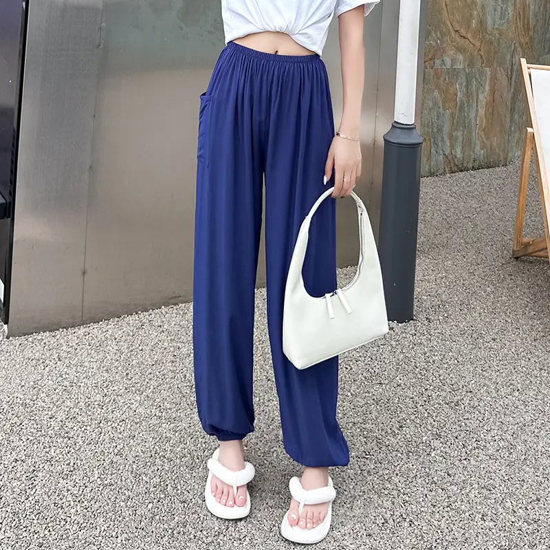 Women Cotton Silk Summer Pajama Pants Red Loose Fit - Image 8