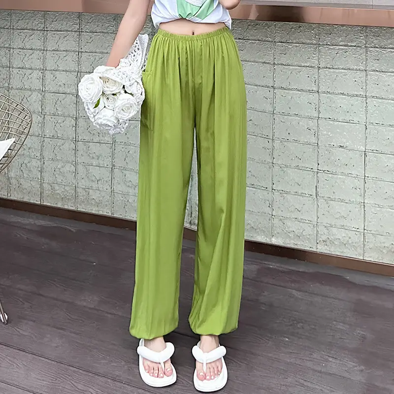 Women Cotton Silk Summer Pajama Pants Red Loose Fit - Image 10
