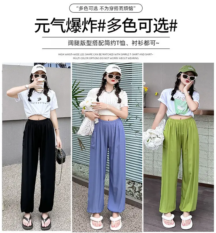 Women Cotton Silk Summer Pajama Pants Red Loose Fit — feature 4