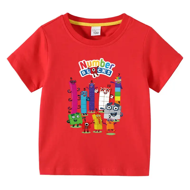 Kids T-shirt Numbics Design Black Short Sleeve Cotton - Image 4