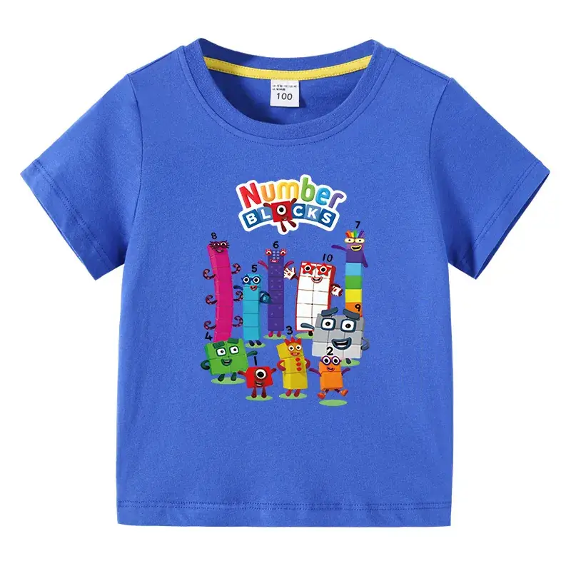 Kids T-shirt Numbics Design Black Short Sleeve Cotton - Image 13