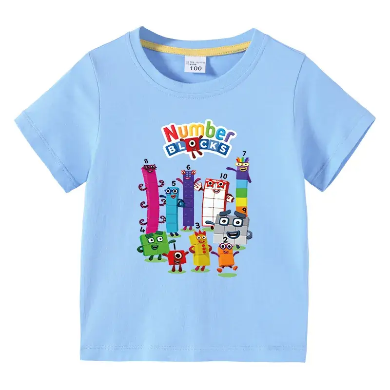 Kids T-shirt Numbics Design Black Short Sleeve Cotton - Image 9