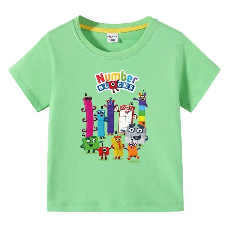 Kids T-shirt Numbics Design Black Short Sleeve Cotton - Image 10