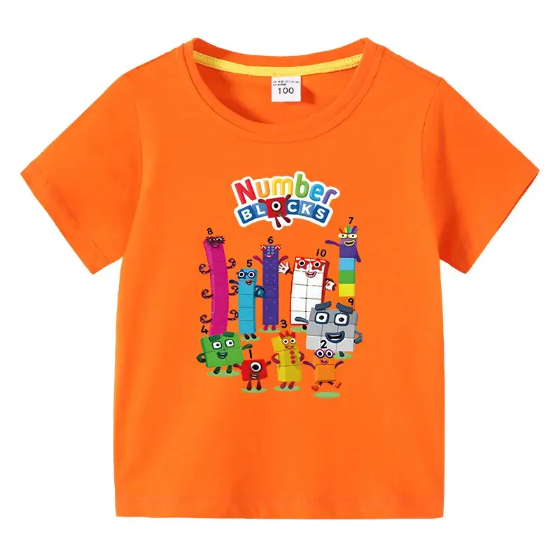 Kids T-shirt Numbics Design Black Short Sleeve Cotton - Image 14