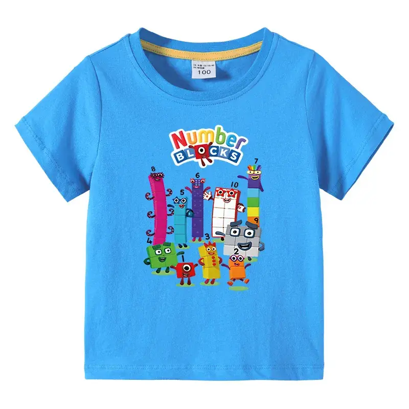 Kids T-shirt Numbics Design Black Short Sleeve Cotton - Image 15
