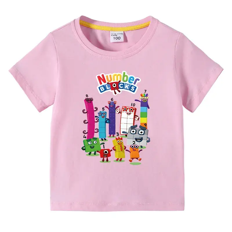 Kids T-shirt Numbics Design Black Short Sleeve Cotton - Image 2