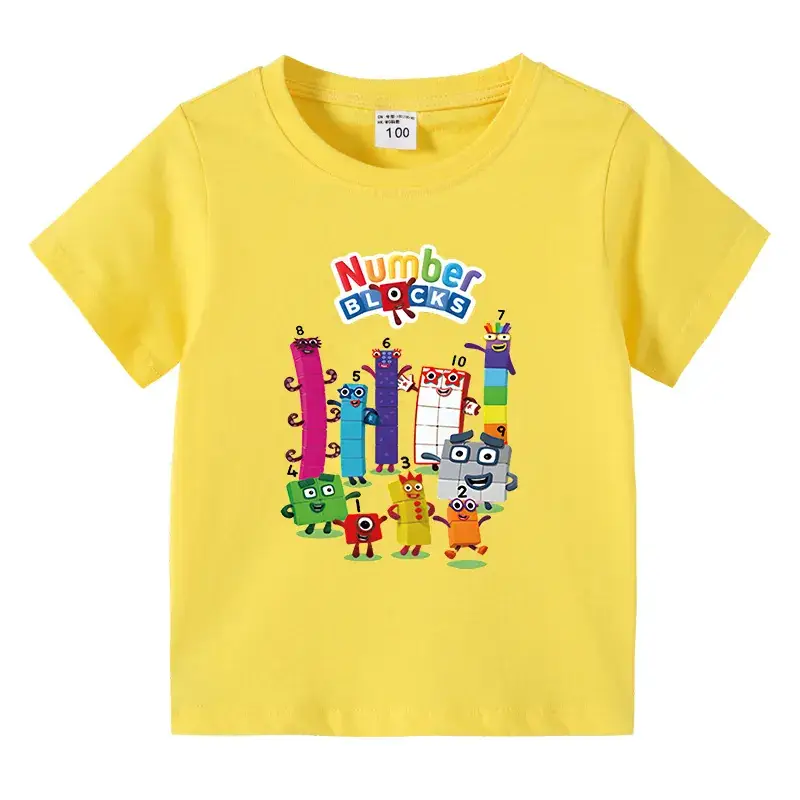 Kids T-shirt Numbics Design Black Short Sleeve Cotton - Image 3