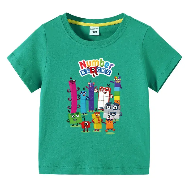 Kids T-shirt Numbics Design Black Short Sleeve Cotton - Image 7